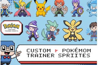 draw pokemon trainer sprites, anime battle, fakemon, and fusion