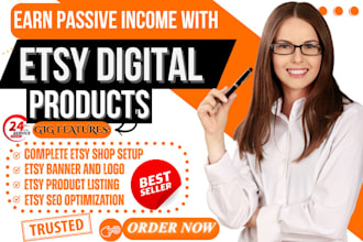 setup etsy digital products shop, etsy digital product design, etsy SEO listing