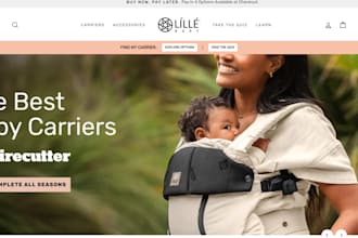 design baby clothing website baby carrier shopify store baby sling shopify store