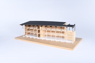 autocad drawing with physical model and hand sketches