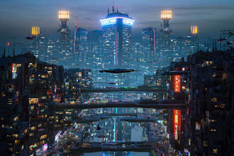 create cyberpunk city style art for any project