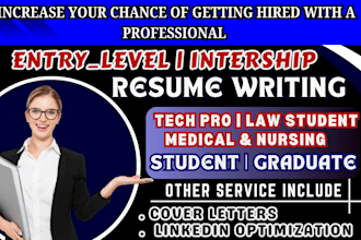 write modern student, graduate, entry level, tech law nursing ats resume cv