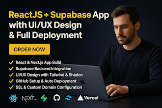 reactjs supabase app with github deploy ui ux design nextjs tailwind shadcn ssl