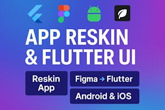 reskin codecanyon app, convert figma to flutter UI, develop custom android, ios