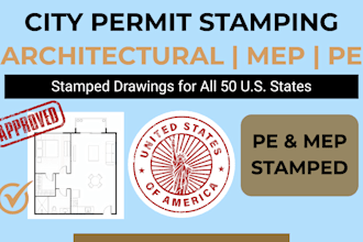 do architectural stamp, mep stamp, pe stamp, and seal for USA city permit