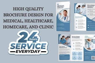 design medical, healthcare, homecare, clinic brochure with canva editable link