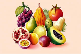 draw realistic illustrations of flowers, plants, fruits, etc