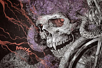 draw a detailed dark art illustration with engraving style