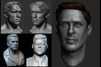 realistic 3d model in zbrush face sculpt bust modelling stl file 3d printing