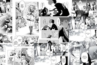 draw manga page, dark anime horror manga artist, anime doujin, dakimakura art