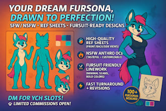 draw furry character reference sheet anthro nsfw oc fursona for fursuit