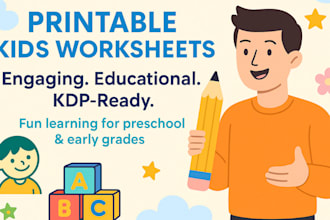 design fun kids worksheets, activity pages, and KDP workbooks