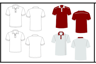 design short sleeve polo shirt tech pack fashion design polo flat sketch sheet