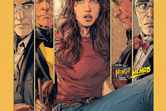 draw retro realistic comic book pages, film posters and characters