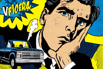 draw a retro pop art roy lichtenstein style