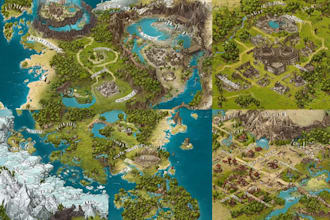 design fantasy map illustration isometric map, event or city map, 2d vector map