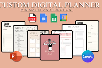 design responsive hyperlinked planner, setup etsy shop, digital products planner