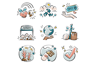 create a set of illustrated icons