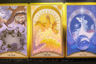 design mystical tarot cards, oracle decks, card game, guidebooks and frames