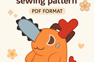 custom cute plushie sewing pattern  ready to print