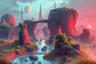 make environment, cyberpunk, concept art landscape design