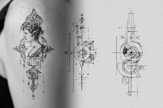 create custom fine line and blackwork tattoo art