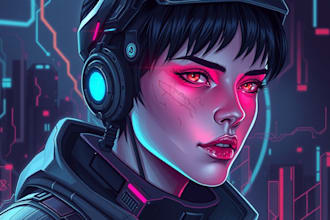 design stunning sci fi, cyberpunk, portrait art