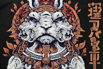 create animal linocut tshirt design for brands