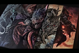 draw detailed dark art illustration metal album cover