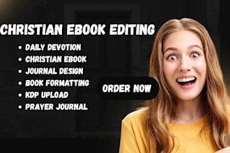 format christian ghostwriting ebook, design, daily devotion prayer journal kdp