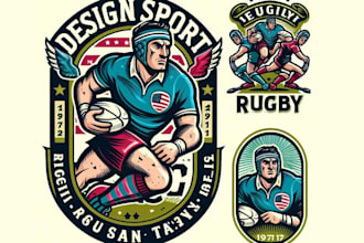 design sport vintage cartoon rugby team logo