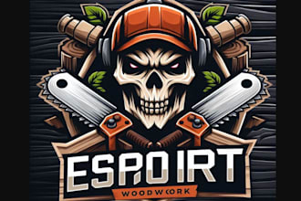do esport woodwork skull mascot sawmill logo