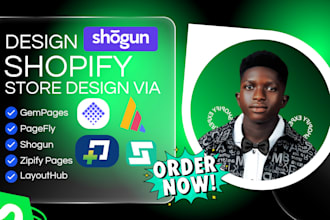 design shopify ecommerce via gempages paagefly shogun zipify pages layouthub