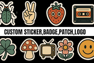 create custom sticker, patch, badge, logo design for merch and branding