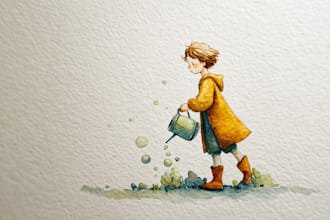 create watercolor children illustration