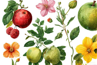 draw botanical illustrations of flowers, fruits and plants