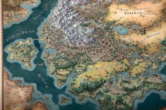illustrate a detailed fantasy map for your rpg, book, etc