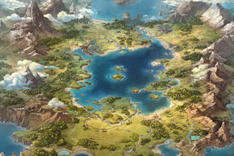 make fantasy map illustration for dnd, novels and games