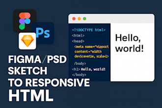 convert figma to html, psd to html, sketch to responsive html css