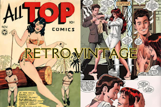 design retro vintage illustration retro comic book pop art, retro vintage poster