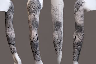 create sleeve tattoo design in geometric style