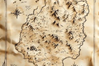 make full color hand drawn fantasy map