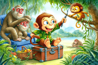 create children story book illustrations and illustrate kids book illustration