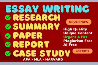 do urgent apa, mla essays, research summaries, and case study