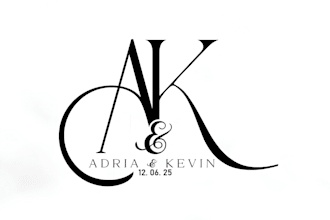 do modern wedding logo, monogram, anniversary and initials design