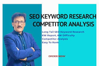 do SEO keyword research with long tail and competitor analysis