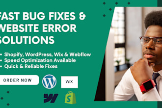 quickly fix bugs and issues on shopify, wordpress, wix, or webflow