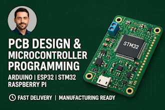 develop pcb layout and embedded code for arduino, esp8266, esp32, stm32
