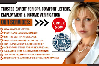 audit, review, amend, sign CPA letters, employment verification, and financial