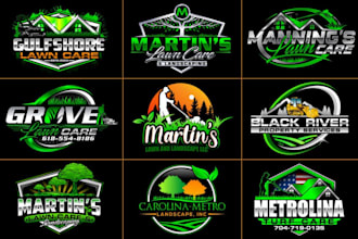 design lawn care, landscaping, and gardening company logo